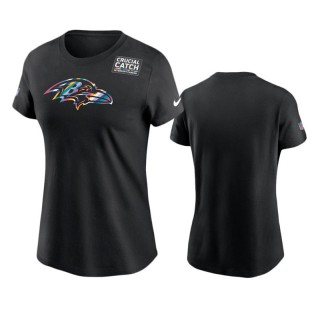 Women's Baltimore Ravens Black Multicolor Crucial Catch Performance T-Shirt