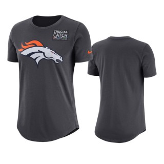 Women's Denver Broncos Anthracite Crucial Catch T-Shirt
